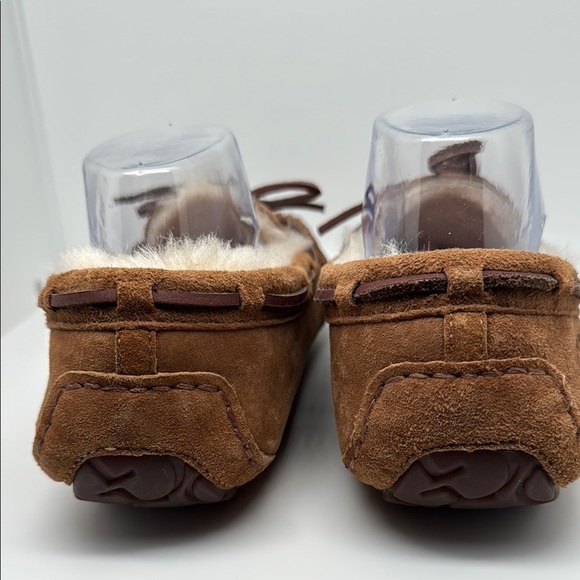 UGG Australia Dakota Chesnut Brown Suede Moccasin Wool Fur Slippers Size 9 - Picture 6 of 16